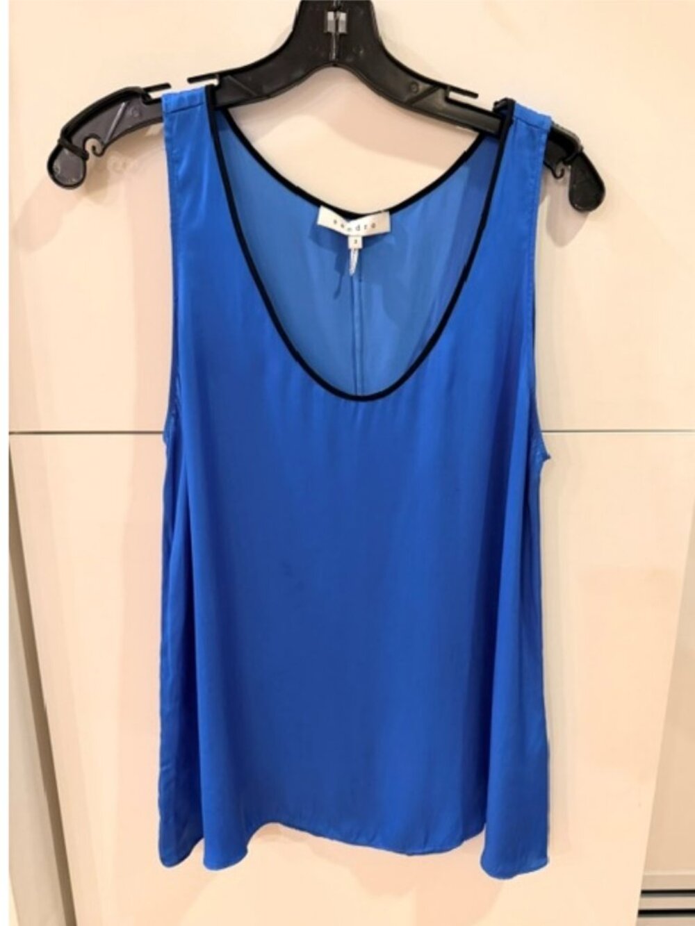 Sandro Sleeveless Top Size 3 (8-10 US Size)– Blue, Made in France, Minimalist